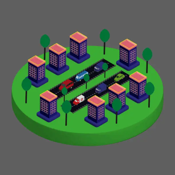 Vector illustration of Isometric Flat Buildings vector