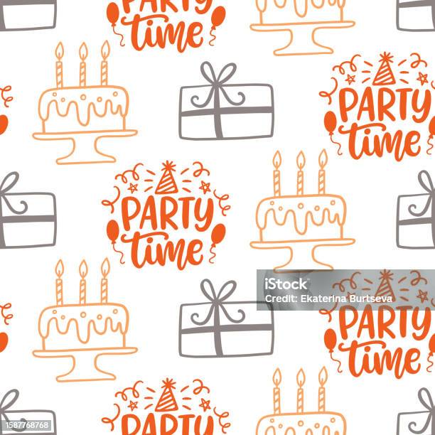 Simple Party Pattern Background Birthday Seamless Pattern Party Time Celebration Festive Vector ...