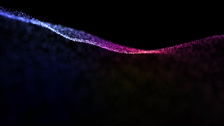 Seamless looping colourful wavy dotted lines particles copy space animation background.