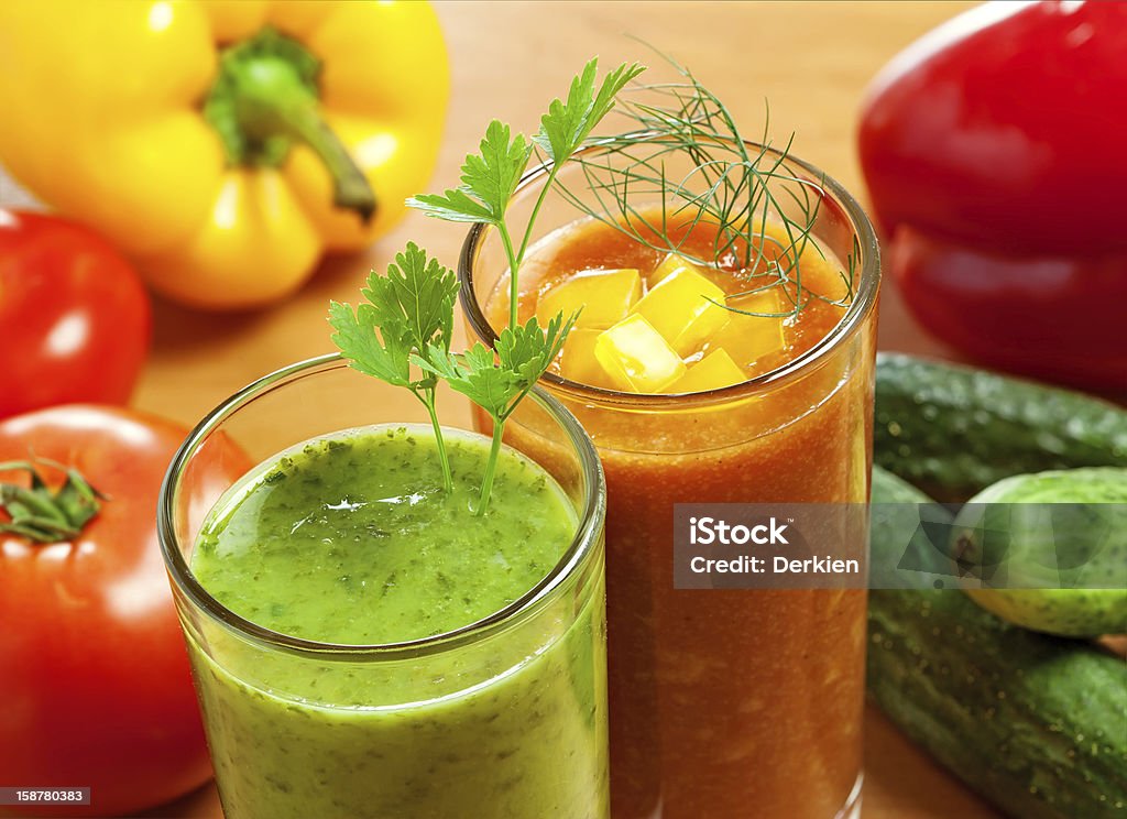 Healthy vegetable drink Healthy drink, vegetable juice, red and green Antioxidant Stock Photo