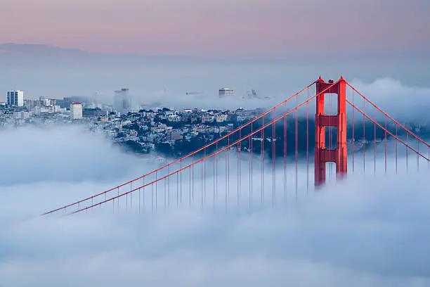 Photo of View of Golden Gate Bridge on a foggy day