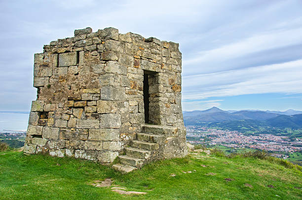 Tower of 끼우개 Jaizkibel in 기푸스코아, 스페인 스톡 사진