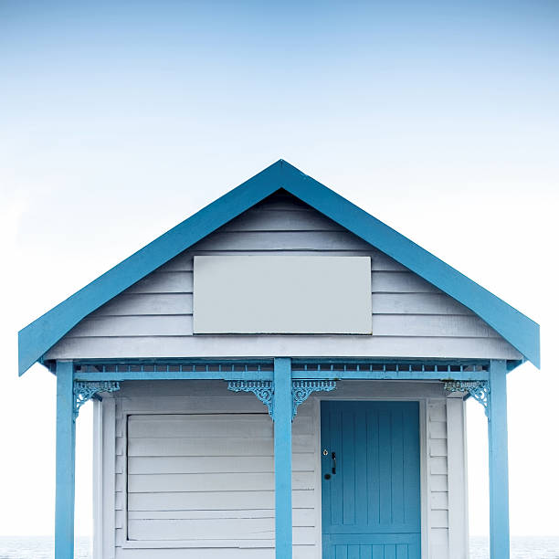 beatiful wooden house on the beach stock photo