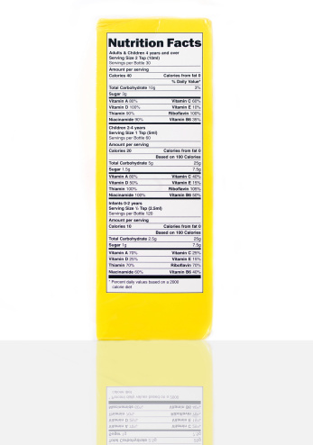 isolated nutrition label on yellow box