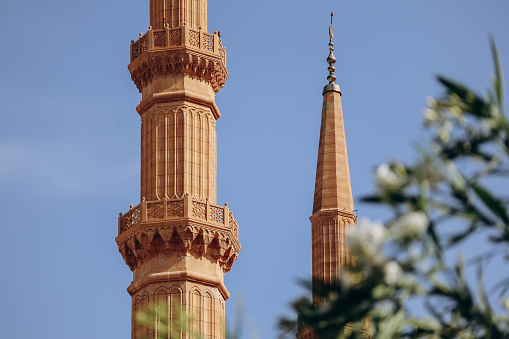 Close up of the Mohammad Al-Amin Mosque, a Sunni Muslim mosque located in downtown Beirut.