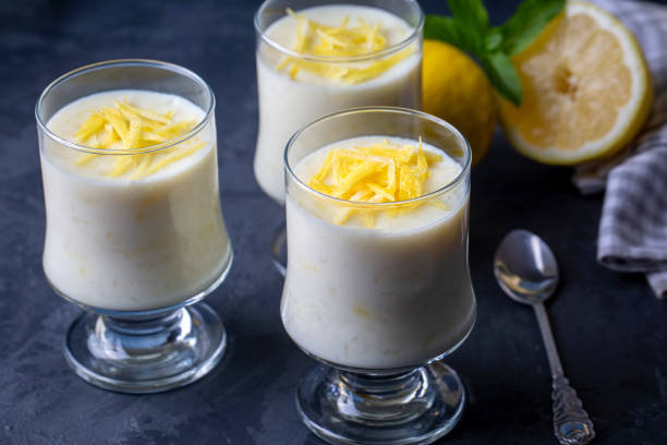 istock Traditional Delicious Turkish dessert; Lemon rice pudding (Turkish name; Limonlu Sutlac) 1587857444
