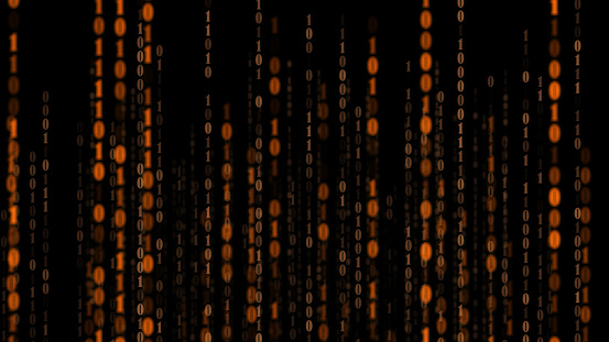 4k Orange Matrix Background Technology Stream Binary Code Digital ...