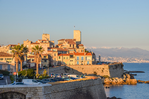 Antibes, France - January 1 2020: Old Town coast and sea view