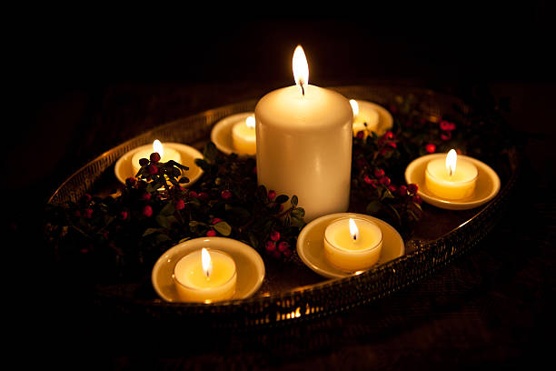 Candles Arrangement of candles and decorations. trishz stock pictures, royalty-free photos & images
