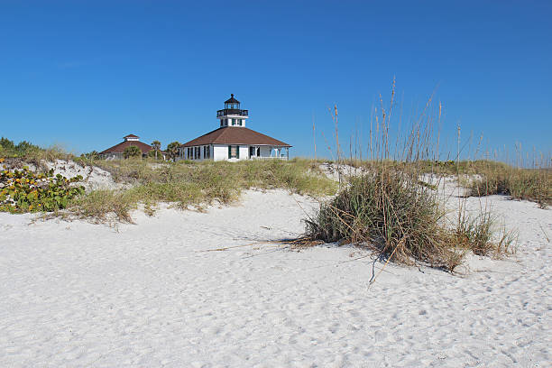 boca grande, porto di faro, gasparilla island, florida - sand beach sand dune sea oat grass foto e immagini stock