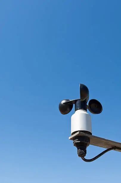 Anemometer against the clear blue sky
