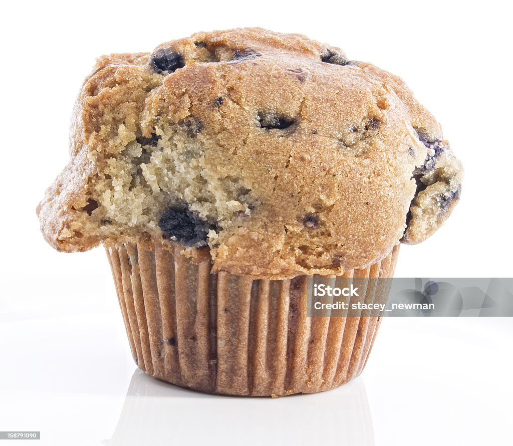 Healthy Blueberry Whole Grain Muffin Healthy blueberry wholegrain muffin up close. Muffin Stock Photo
