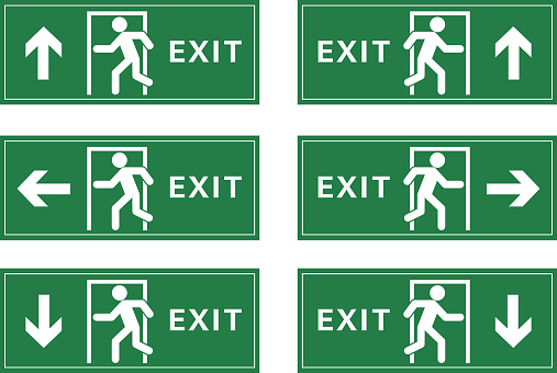 A group of exit sign