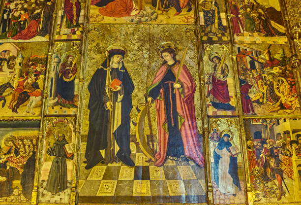 Colorful Saint Nicholas Painting Chapel Leodegar Church Basilica  Lucerne Switzerland Monastery in 1100s became church in 1874 Nicholas basis for Saint Nick story