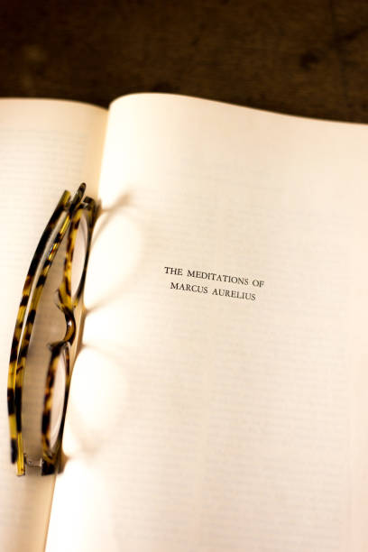 istock Book Open to Title Page: The Meditations of Marcus Aurelius 1587928199