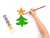 child draw a fir tree
