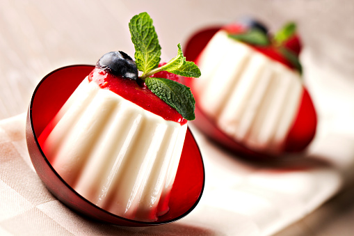 Delicious Panna Cotta with fresh berries.