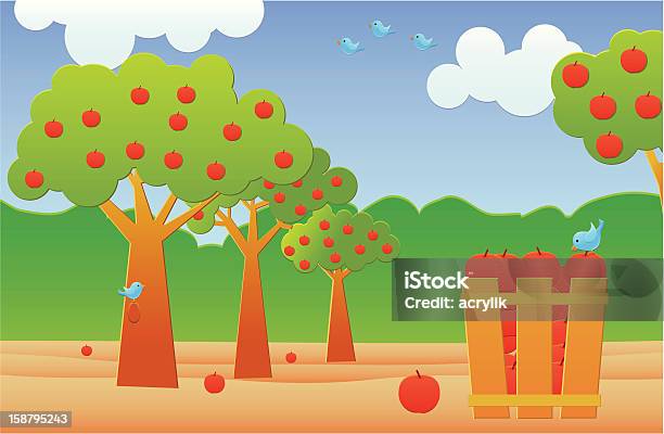 Apple Farm - Stockowe grafiki wektorowe i więcej obrazów Sad jabłkowy - Sad jabłkowy, Ilustracja, Grafika wektorowa