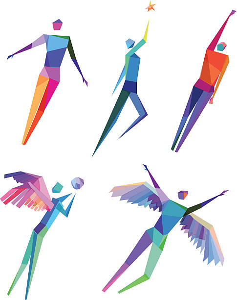 stockillustraties, clipart, cartoons en iconen met concept polygonal people - help engels woord