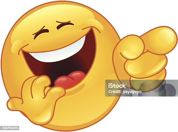 Laughing And Pointing Emoticon Stock Illustration - Download Image Now - Laughing, Anthropomorphic Smiley Face, Smiling