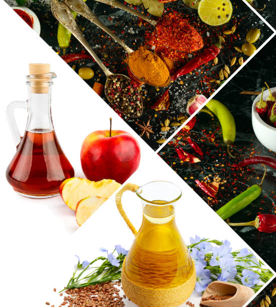 istock Set of spices, oils and seasoning. Collage. 1587956007