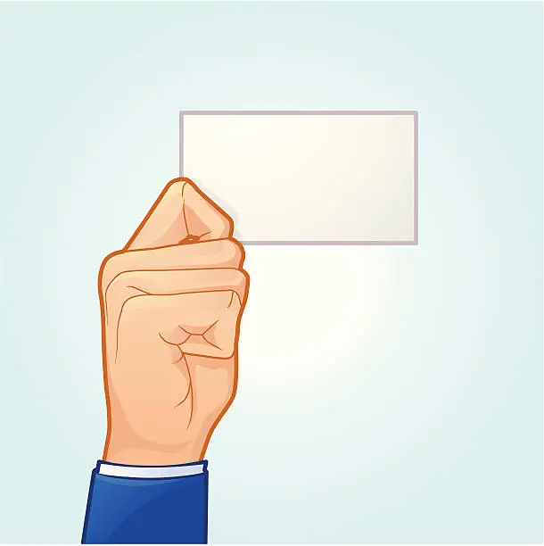 Vector illustration of Hand Holding a Business Card