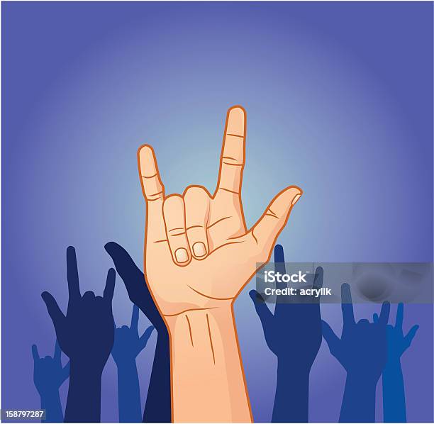 Love Rock Hand Sign Stock Illustration - Download Image Now - Black Color, Blue, Brown