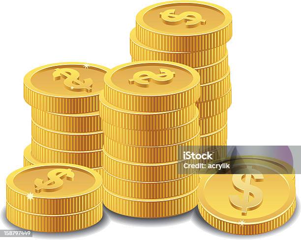 Golden Dollar Coins Stock Illustration - Download Image Now - Coin, Concepts, Concepts & Topics