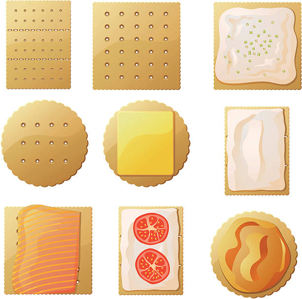 크래커 - cheese and crackers stock illustrations