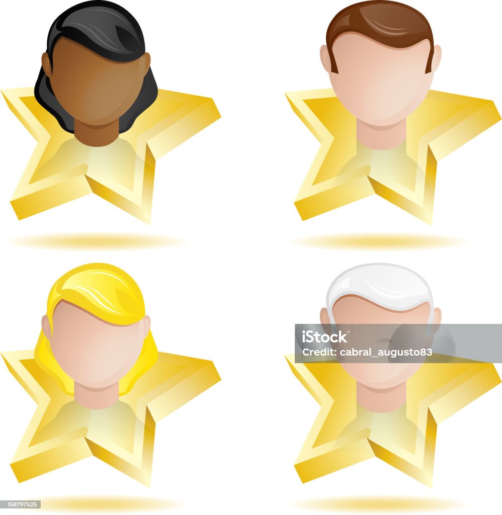 Persone di successo testa sul Golden Star - arte vettoriale royalty-free di A forma di stella