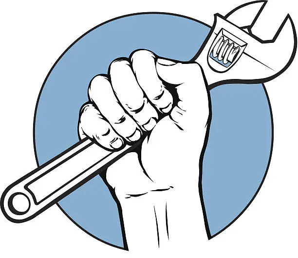 Vector illustration of Wrench in hand