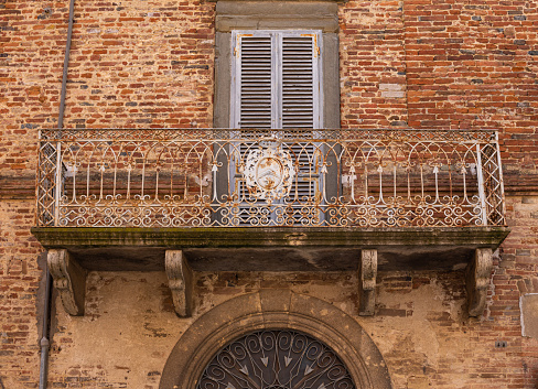 Detail of a beautiful old building and balcony in the Italian city of Perugia