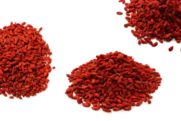 istock Red berries goji isolated on a white background. 1587988807