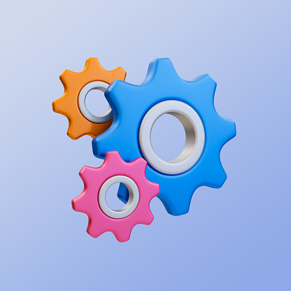 3d minimal gear wheel. machinery icon. 3d illustration. clipping path included.