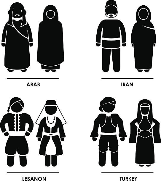 bildbanksillustrationer, clip art samt tecknat material och ikoner med west asia clothing costume pictogram - iranian girl