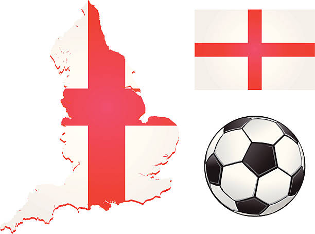 англия футбол - england map soccer soccer ball stock illustrations