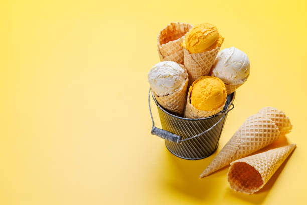 istock Lemon ice cream in delightful waffle cones 1588009989