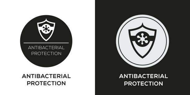 Antibacterial Protection Icon Antibacterial Protection Icon, Vector sign. antiviral drug stock illustrations