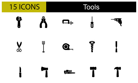 15 Tools Icons Vector Set