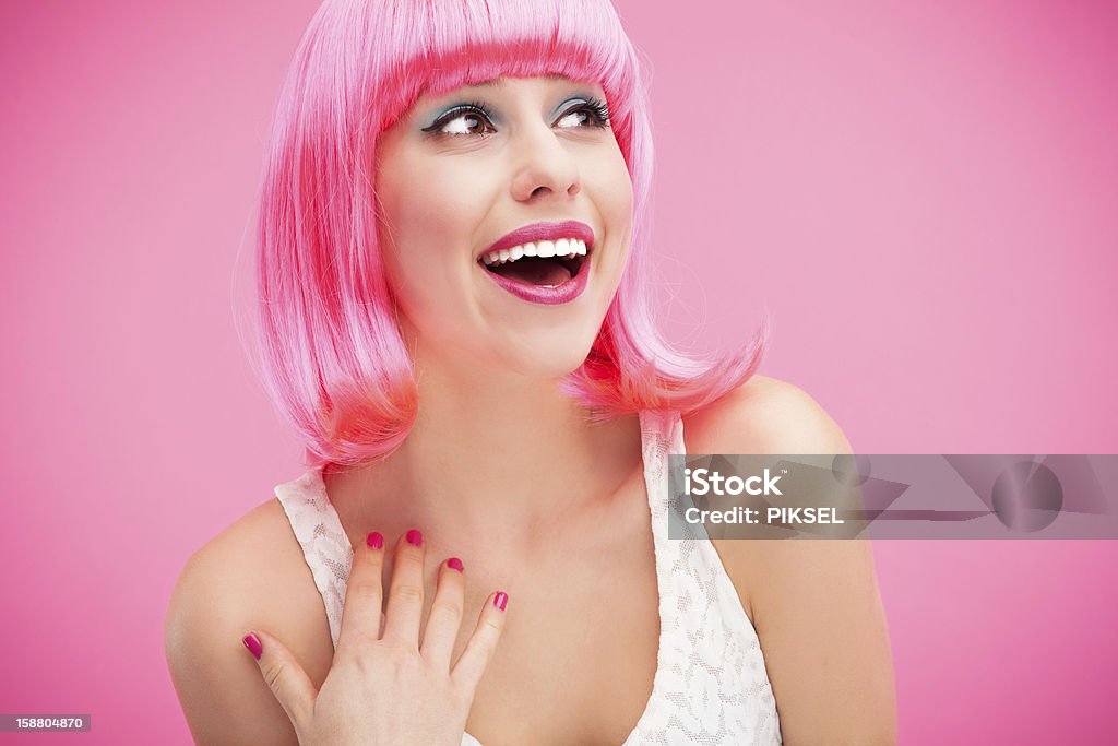 Rosa Haaren Mädchen lachen - Lizenzfrei Attraktive Frau Stock-Foto