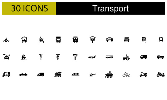 Transport Vehicles Symbols Icons Vector Set