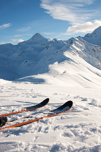istock Skis in snow at Mountains 158805056