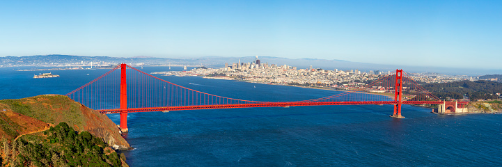 Golden Gate Bridge panoramic view, San Francisco California