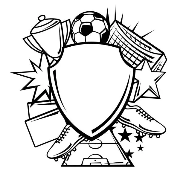 Vector illustration of Background with soccer symbols. Football club illustration.