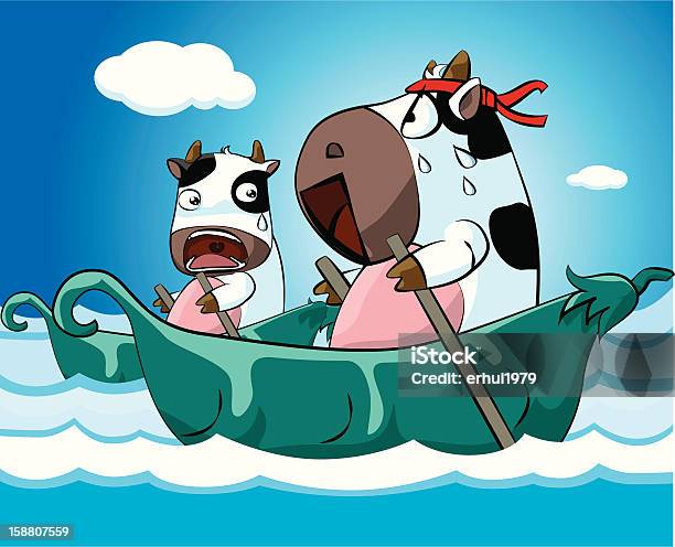 Two Cows Stock Illustration - Download Image Now - Cattle, Aquatic Sport, Canoeing