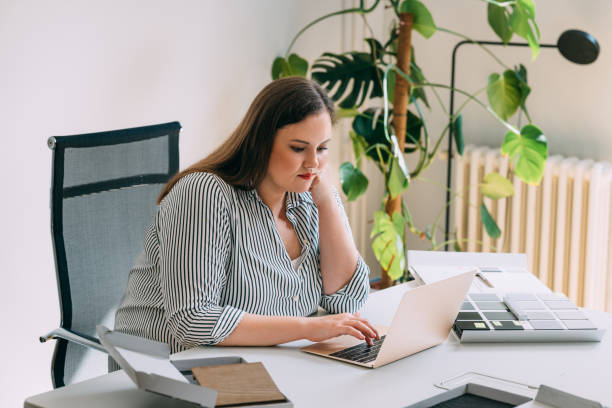 istock Portrait of a Beautiful Plus Size Designer Working on her Laptop Computer 1588097747