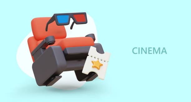 istock Chair for watching 3D movies. Comfortable seat with headrest and armrests 1588098318