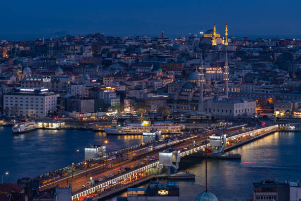 Galata Bridge and New Mosque at Night