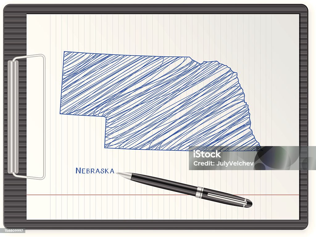 Nebraska mapa de transferência - Royalty-free Azul arte vetorial