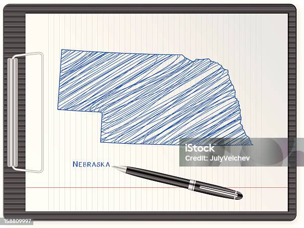 Nebraska Mapa De Transferência - Arte vetorial de stock e mais imagens de Azul - Azul, Branco, Caderno de notas